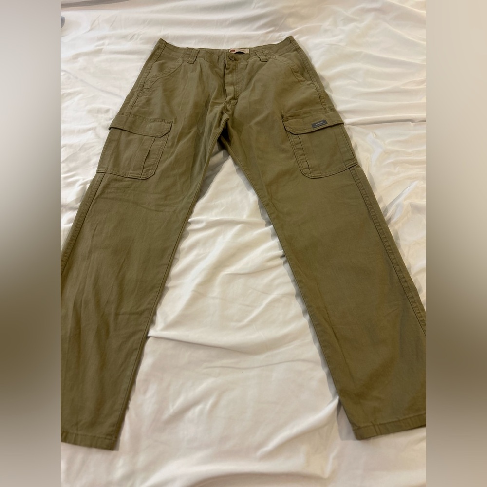 Wrangler Relaxed Fit Cargo Pants Mens 34x32 Khaki Workwear Utility